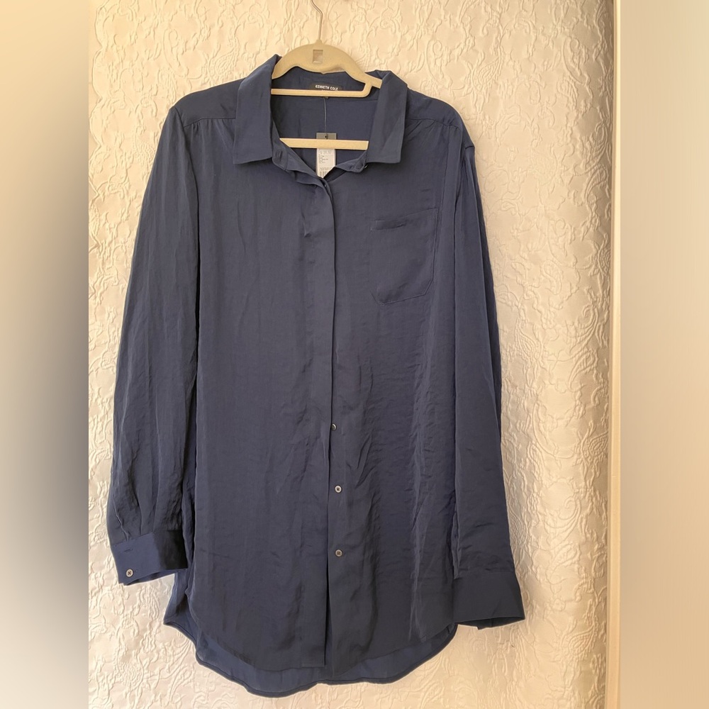 Kenneth Cole blue button shirt Large NWT